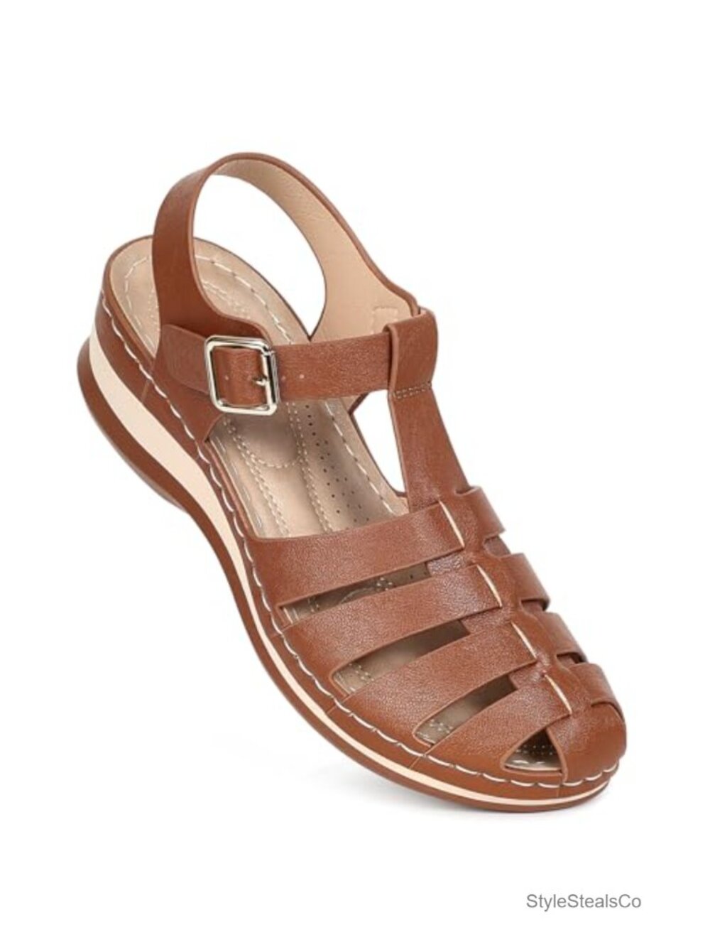 Closed Toe Fisherman Sandals, Comfortable Wedge with Adjustable Strap